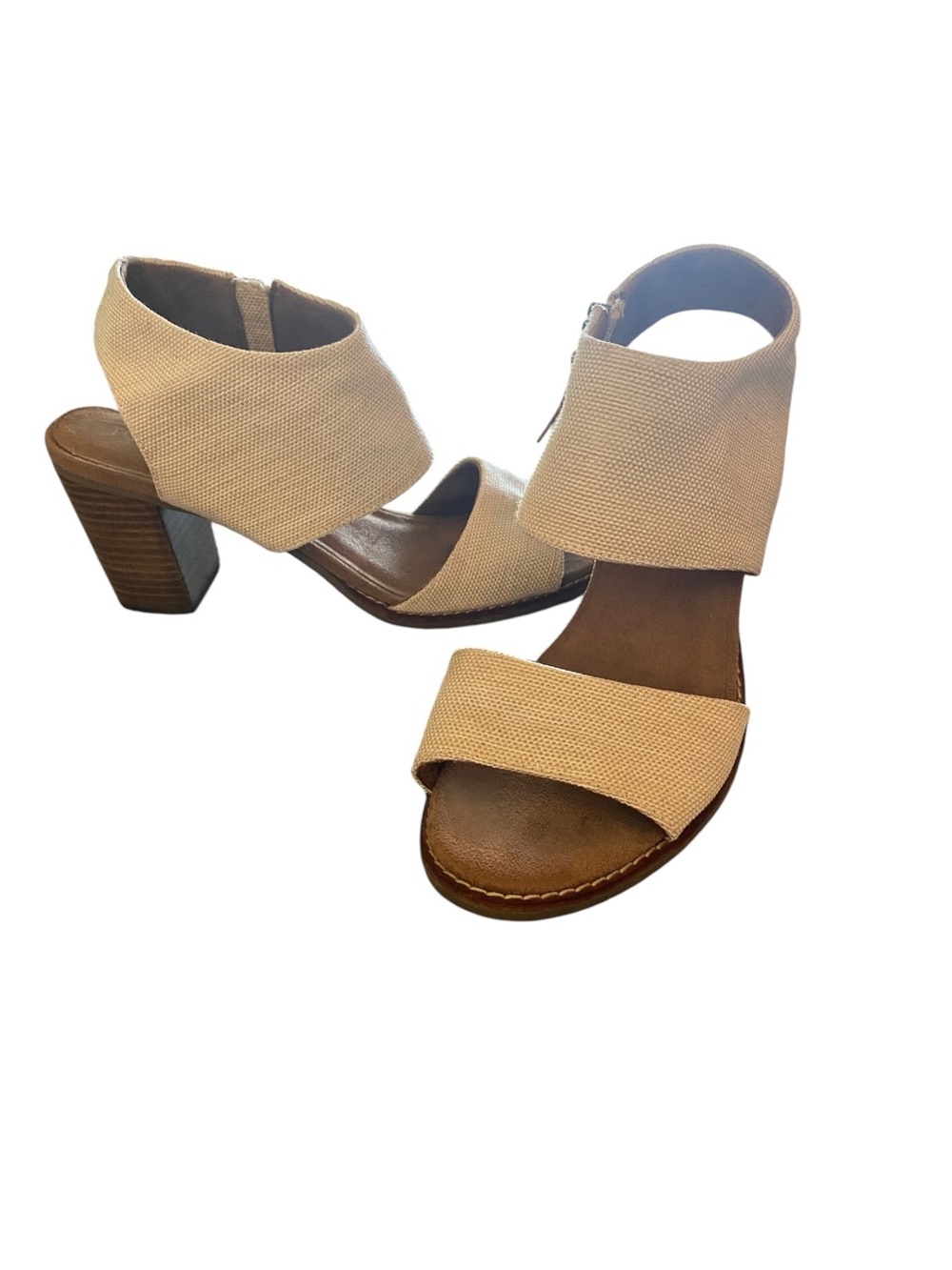 TOMS Majorca Cutout Canvas Stacked Block Heel Sandals